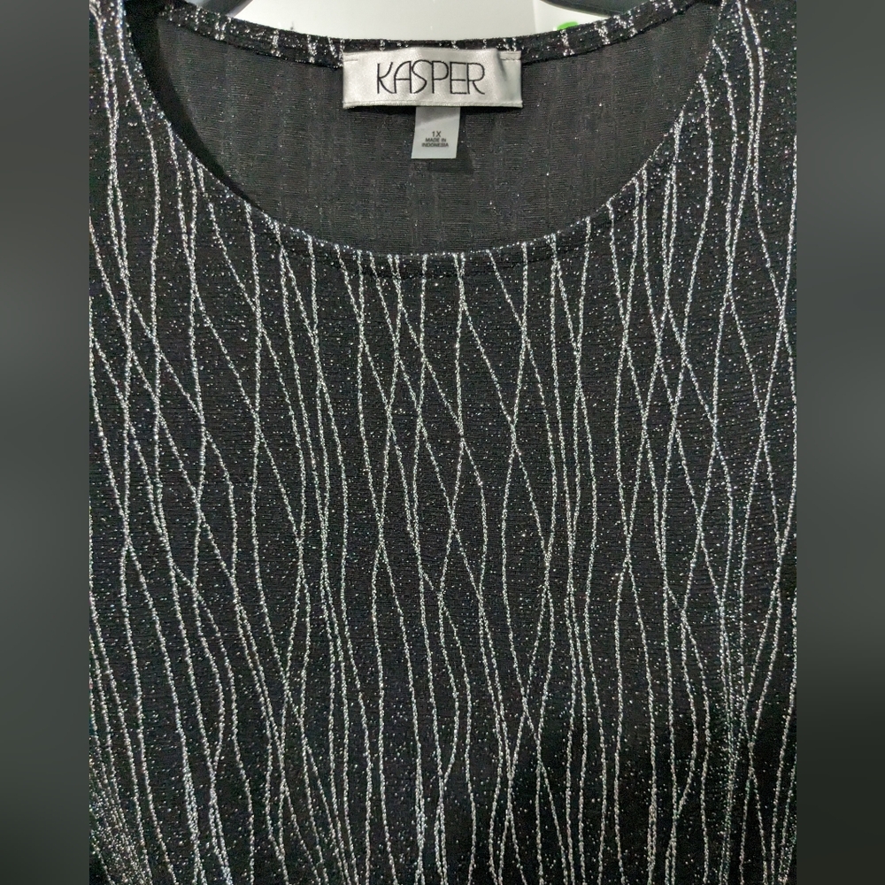 Kasper Plus Size Metallic Side-Tie Midi Dress - 1X - Picture 6 of 7